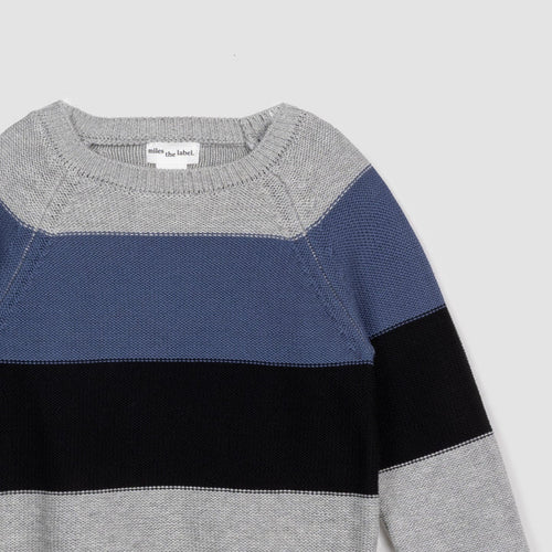 Light Grey Mix Color Block Knit Sweater