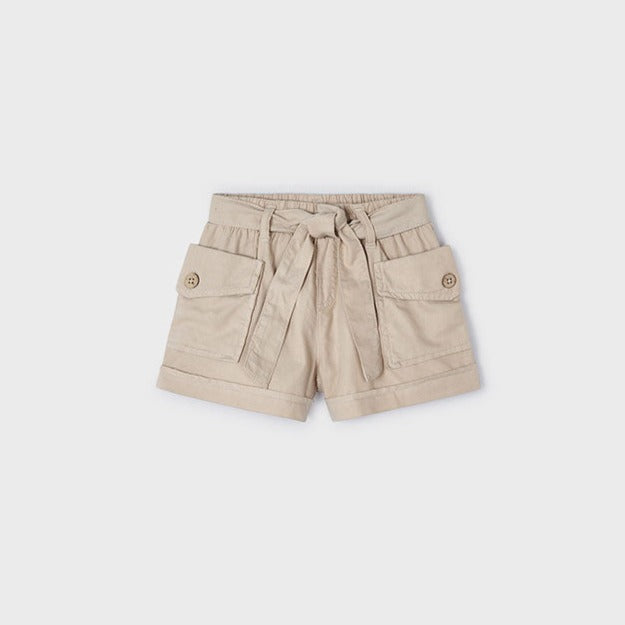 Girls Paperbag Shorts - Brown