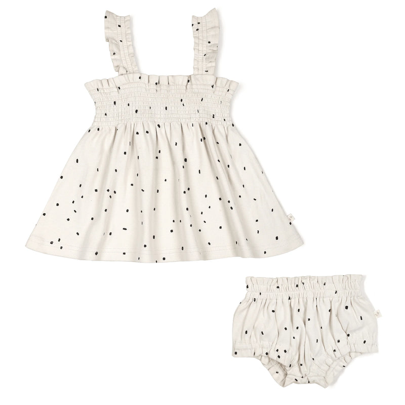 Organic Smocked Dress - Pixie Dots