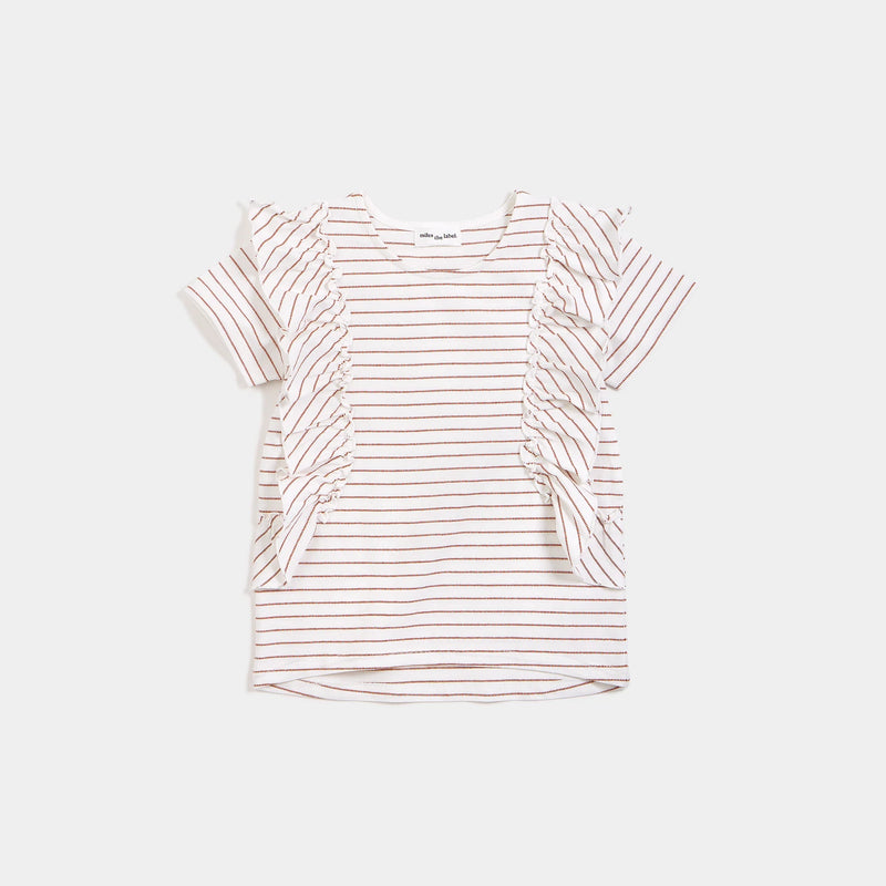 Sandstone Striped Top with Frills