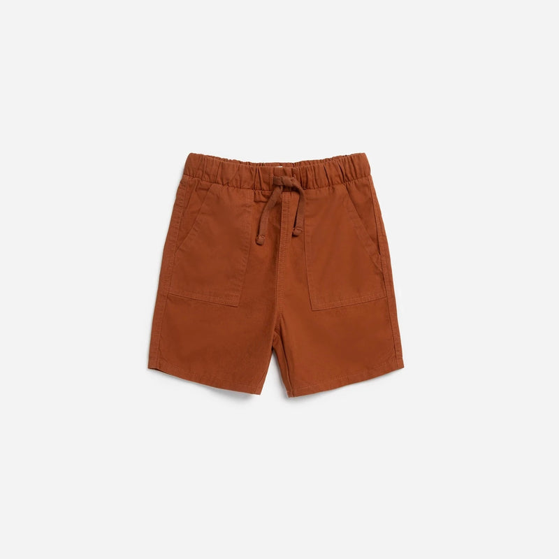 Burnt Orange Woven Twill Shorts