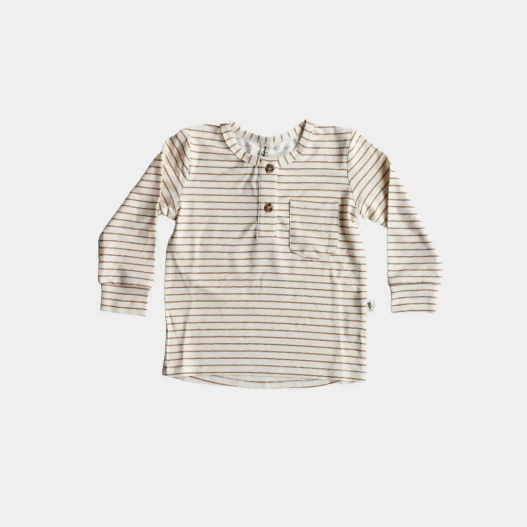 Henley Shirt in Butterscotch Stripe