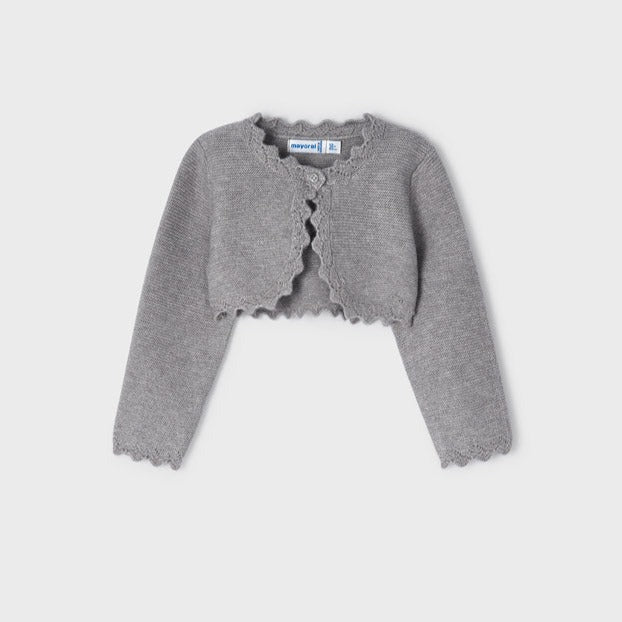 Grey Cropped Knit Cardigan